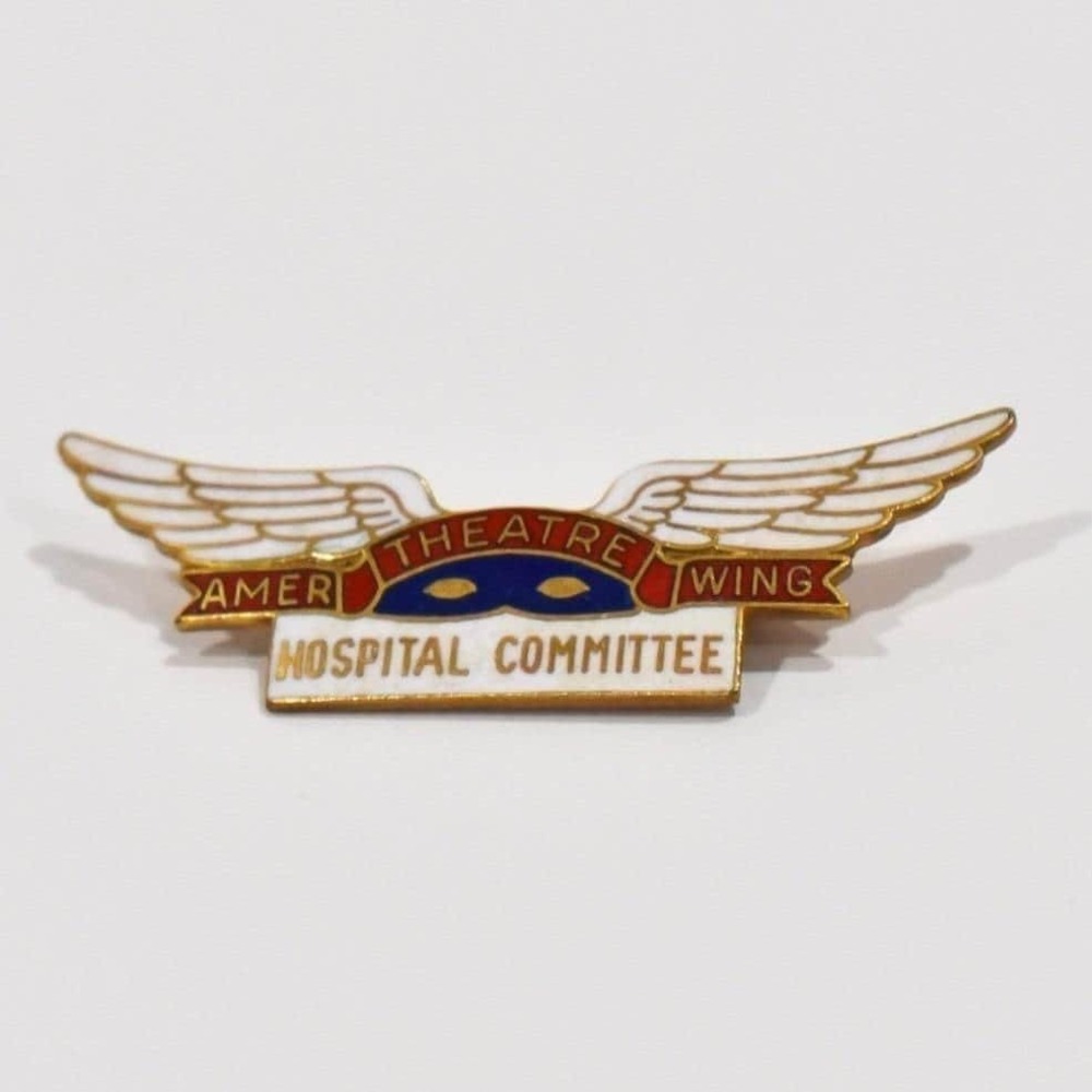 Vintage WWII American Theatre Wing Hospital Committee Pin Enamel Wings